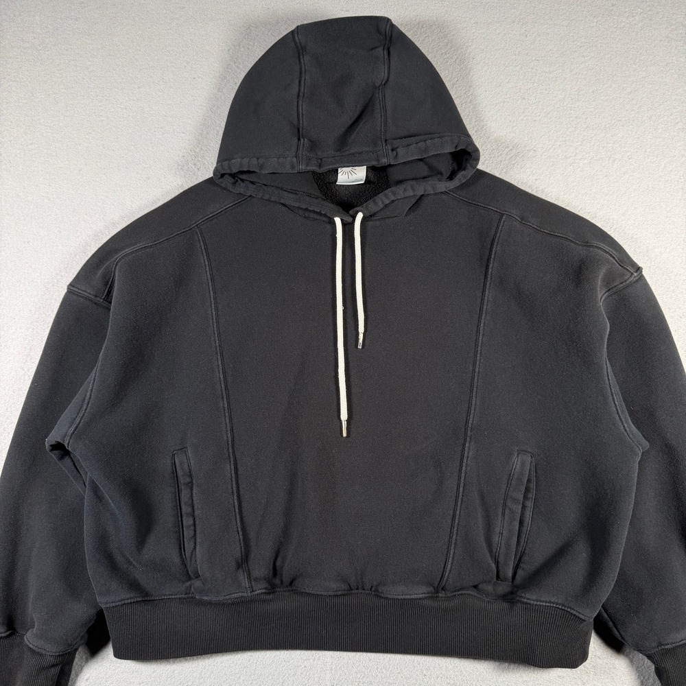OFFLINE by Aerie Women XL Black Cropped Hoodie Oversized Fleece Sweatshirt 1743